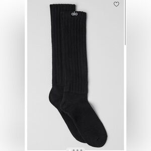 ALO Yoga Black Ribbed Dress Socks